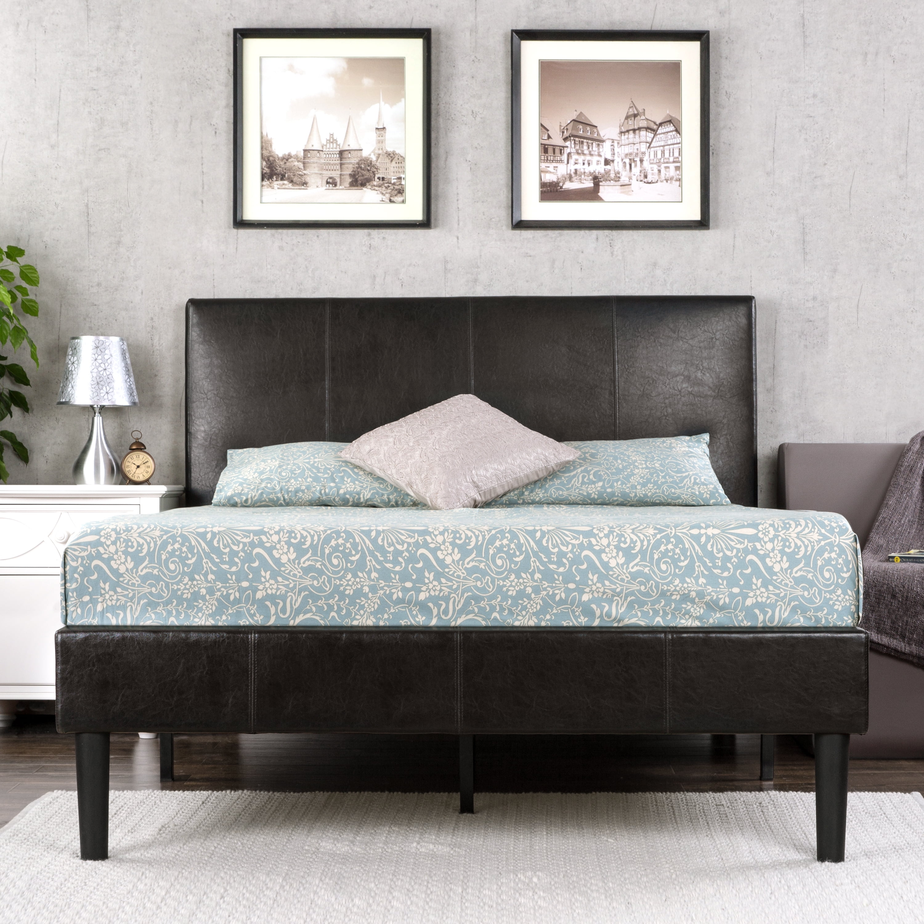 Zinus gerard faux leather platform bed deals