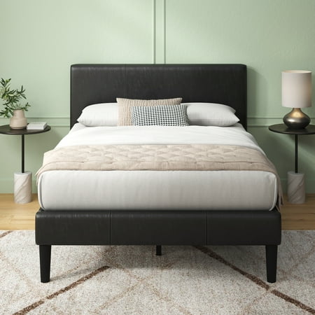 Zinus Gerard Faux Leather Platform Bed with Wooden Slats, King