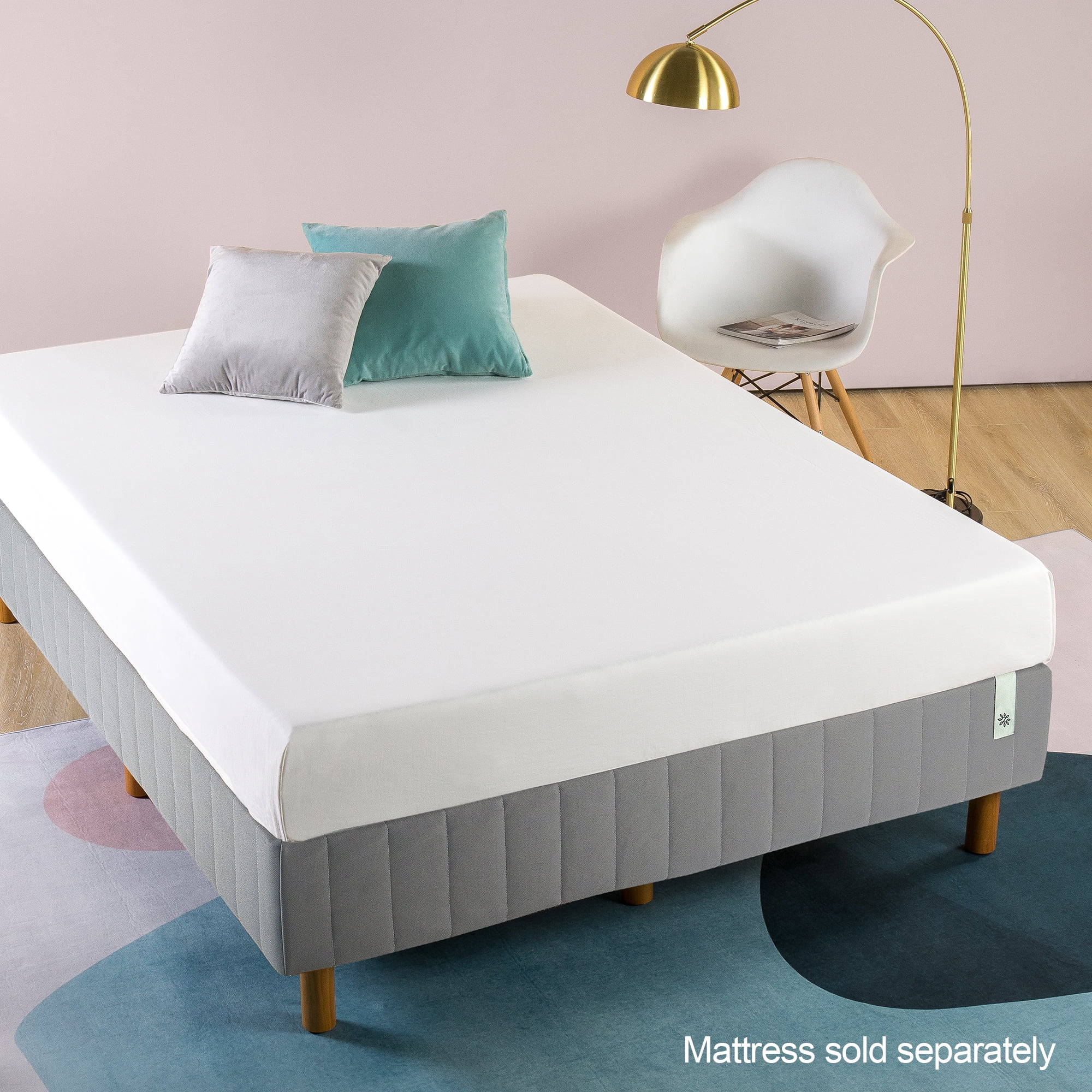 Slate Grey Twin Upholstered Metal Frame Mattress Foundation