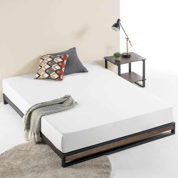 Zinus Suzanne 6 Inch Bamboo and Metal Platform Bed, Queen, Grey Wash