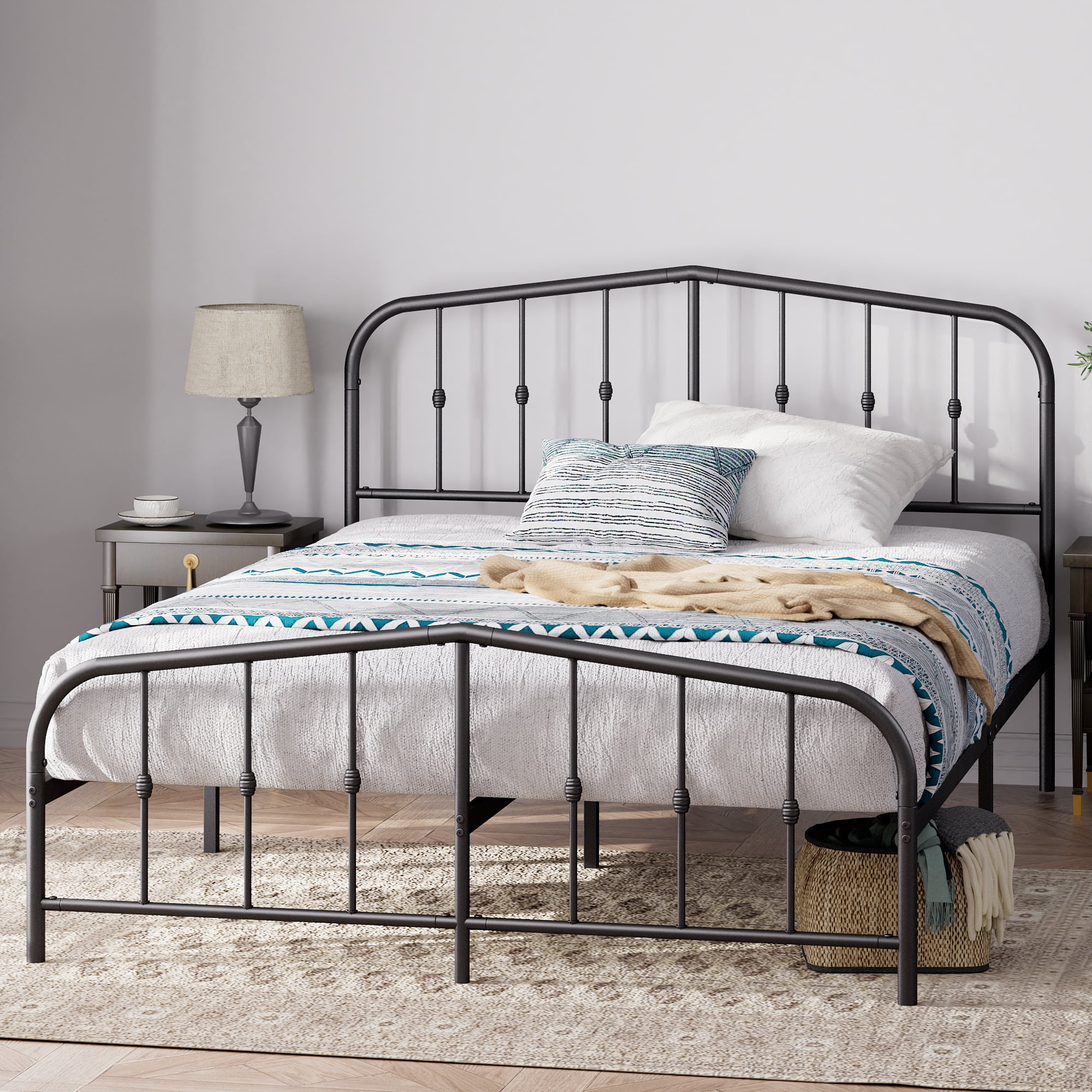 Farmhouse metal bed frame full outlet