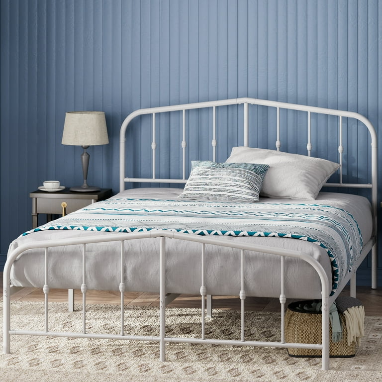 ベッドフレーム White bed frame Amazon.com: ChicZhiNest Twin White Metal Bed Frame with USB