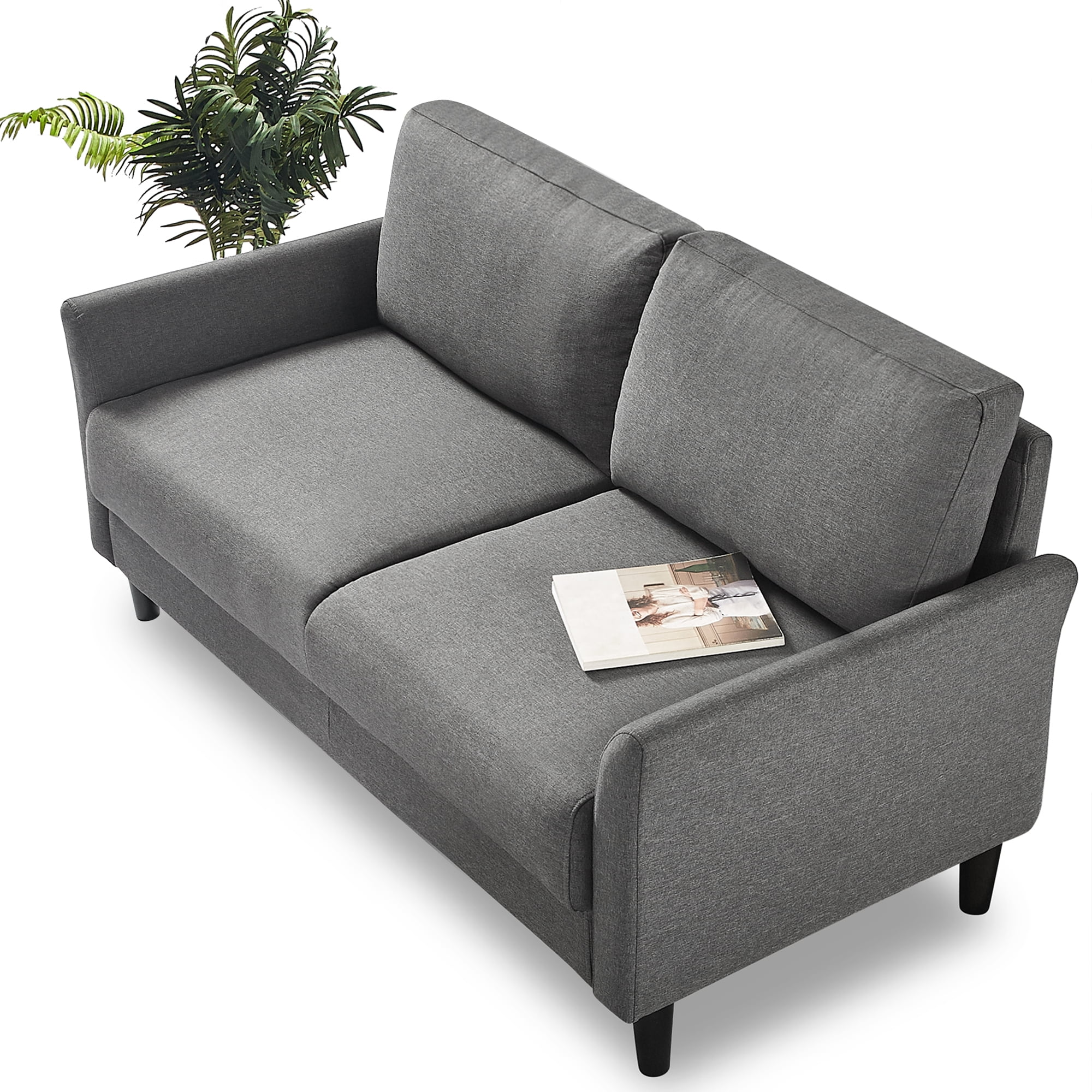 Zinus Jackie 2-Seater Indoor Loveseat, Dark Grey, Small Space Furniture