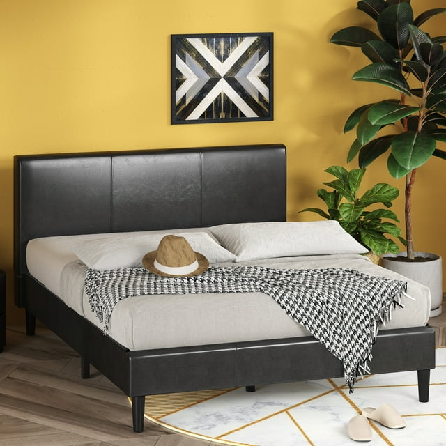 Zinus Jade 44" Faux Leather Upholstered Platform Bed, King - Walmart.com