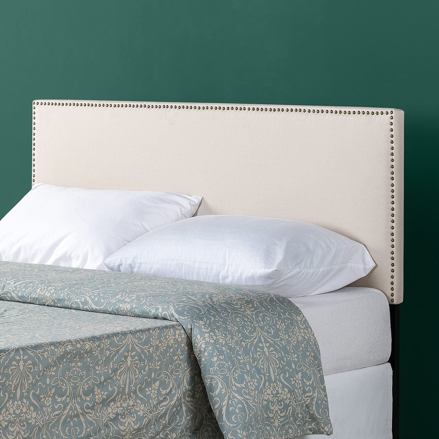 Zinus Jake Upholstered Metal Headboard, Queen, Taupe