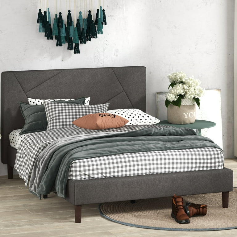 Zinus upholstered platform bed full online