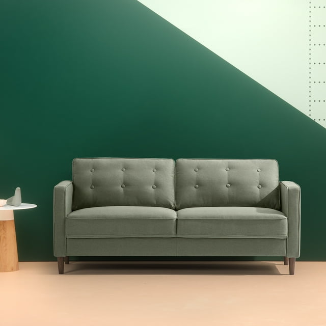 Zinus 74" Lauren Sofa Couch, Green Polyester