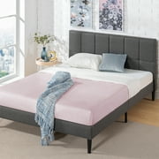 Zinus Lottie 35" Upholstered Platform Bed with Short Headboard, Gray, King