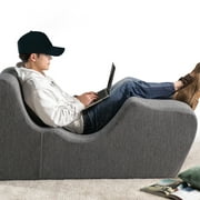 Zinus Lotus Zero Gravity Foam Indoor Chaise Lounger, Herringbone Dark Grey