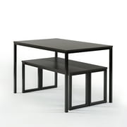 Zinus Louis 48 Espresso Metal Frame Dining Table with Benches, 3 Piece Indoor Dining Set