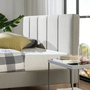 Zinus Maddon 35" Upholstered Platform Bed Frame, Beige, Adult, Queen