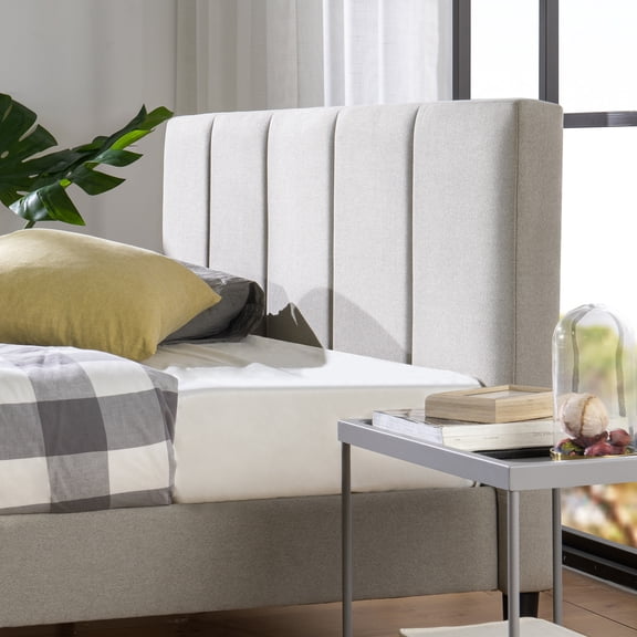 Zinus Maddon 35" Upholstered Platform Bed Frame, Beige, Full