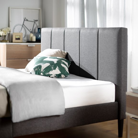Zinus Maddon 35" Upholstered Platform Bed Frame, Grey, Full