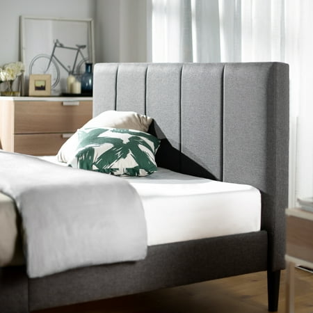 Zinus Maddon 35" Upholstered Platform Bed Frame, Grey, Queen