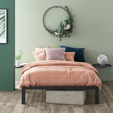 Zinus Mia 14" Black Metal Platform Bed Frame, No Box Spring Needed, Queen