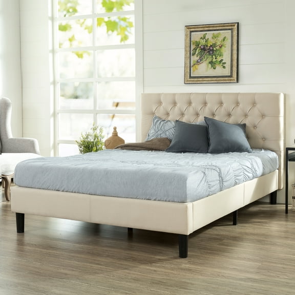 Zinus Misty 42" Upholstered Platform Bed Frame, Taupe, King