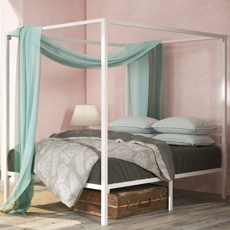 Zinus Patricia 72" White Metal Canopy Platform Bed Frame, Queen