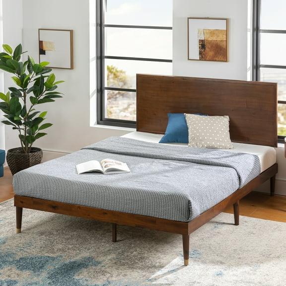 Zinus Raymond 38" Wood Platform Bed Frame with Adjustable Wood Headboard, King