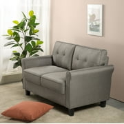 Zinus Sayan 2-Seater Loveseat, Indoor, Sand Grey with Tufted Back