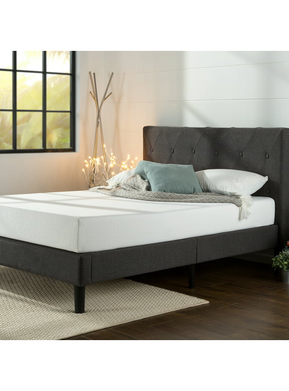 Zinus Shalini 41" Upholstered Platform Bed, Dark Grey, Full