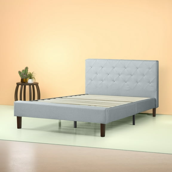 Zinus Shalini 41" Upholstered Platform Bed, Sage Grey, King