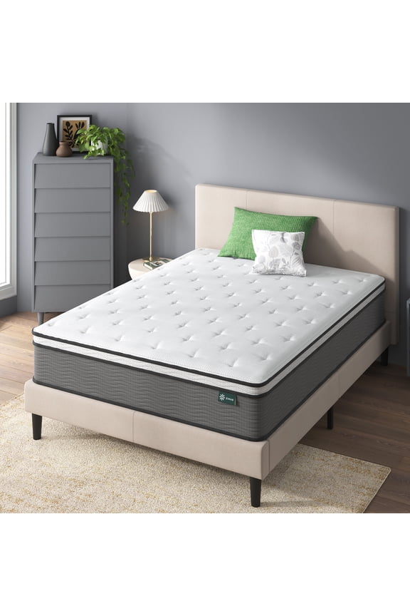 Support Plus 12" Queen Euro Top Medium Hybrid Mattress with Comfort Foam and Pocket Springs