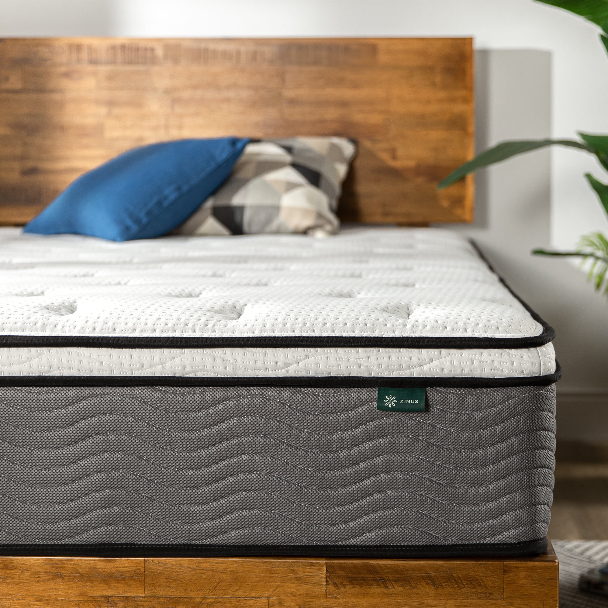 Zinus True Support 12" Twin Euro Top Medium Hybrid Mattress with Comfort Foam and Pocket Springs