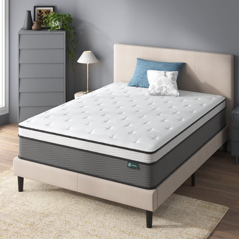 Zinus True Support 14" Full Euro Top Medium Hybrid Mattress with Comfort Foam and Pocket Springs