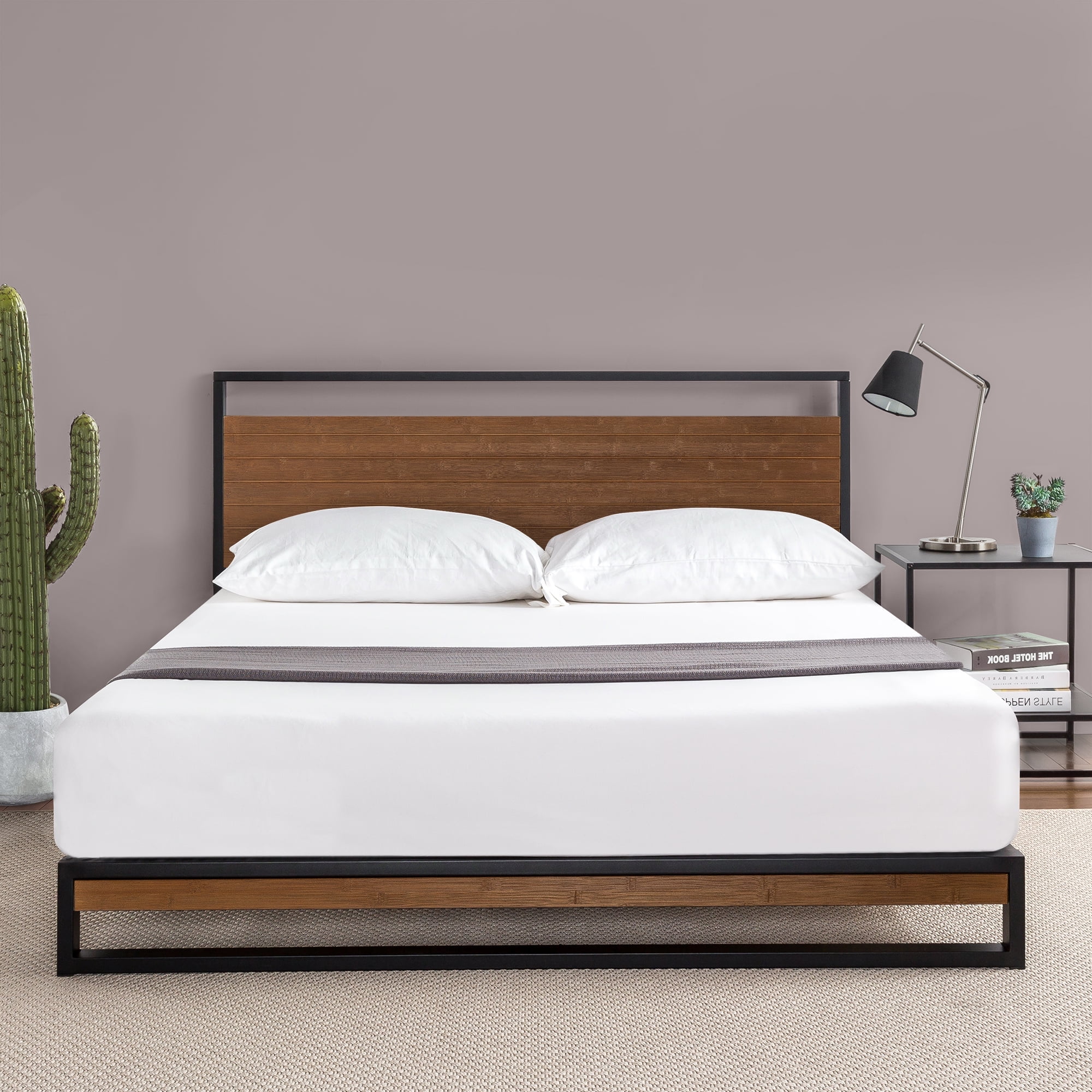 Zinus suzanne metal and on sale wood platform bed
