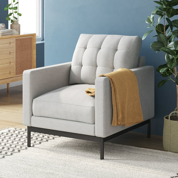 Zinus Thompson Fabric Armchair, Light Grey