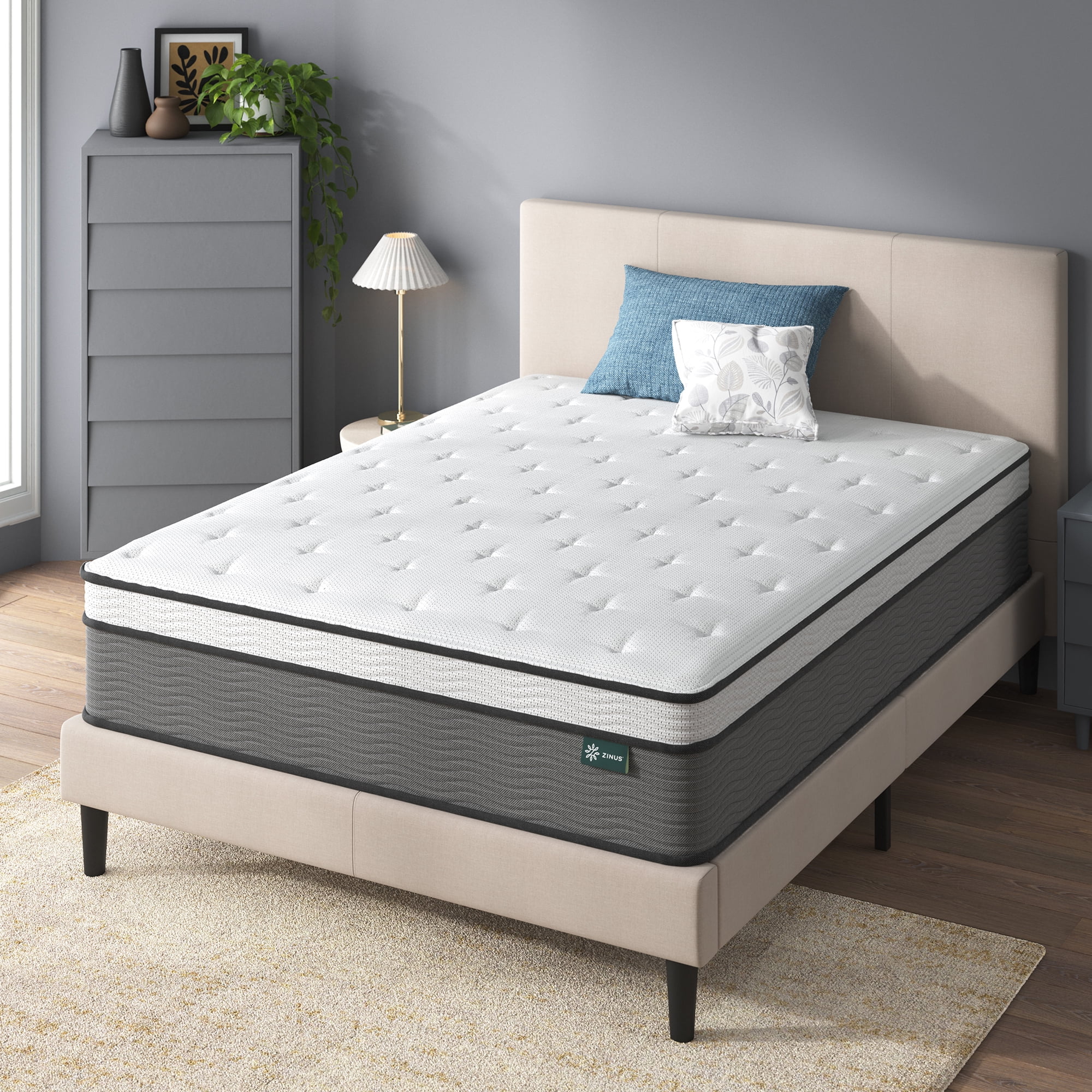 Zinus True Support 14" King Euro Top Medium Hybrid Mattress with Comfort Foam and Pocket Springs
