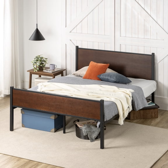 Zinus Tucker 35" Bamboo and Metal Platform Bed Frame, No Box Spring Needed, King