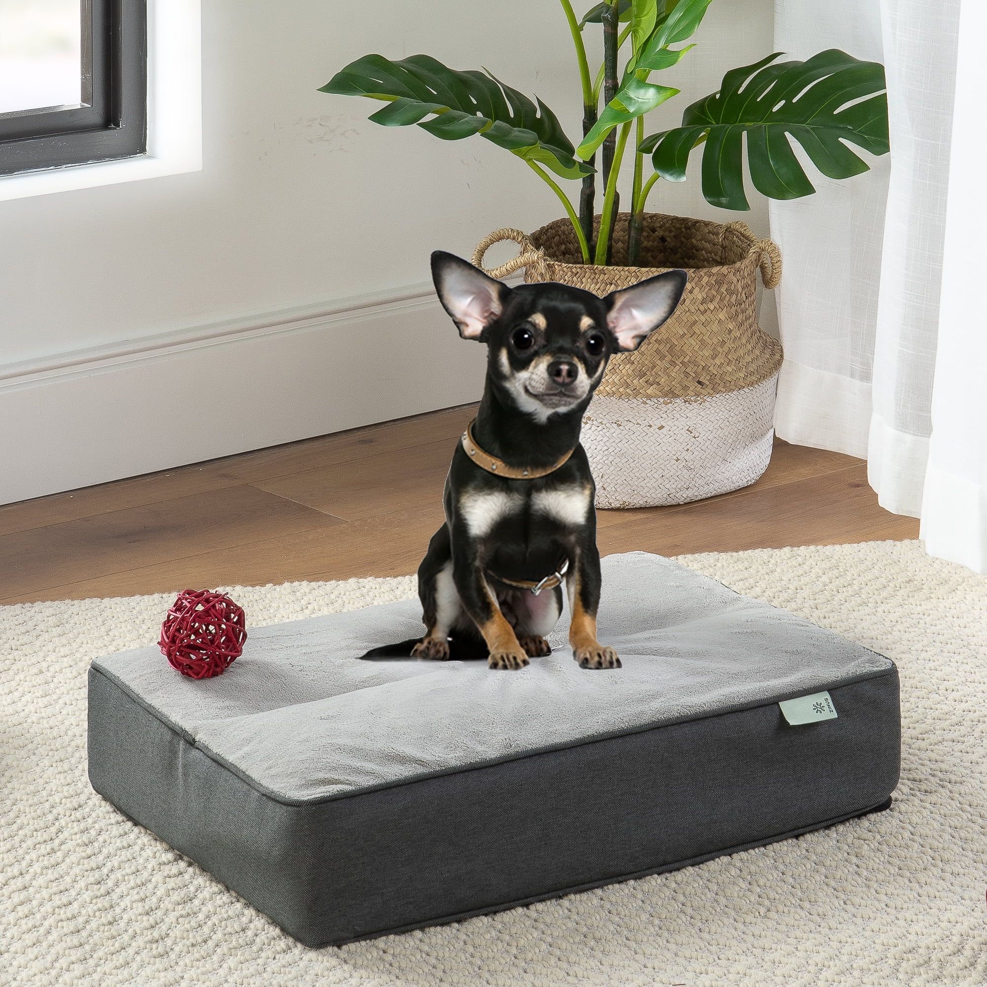 Small Gray Memory Foam Orthopedic Pet Bed with Waterproof Cover