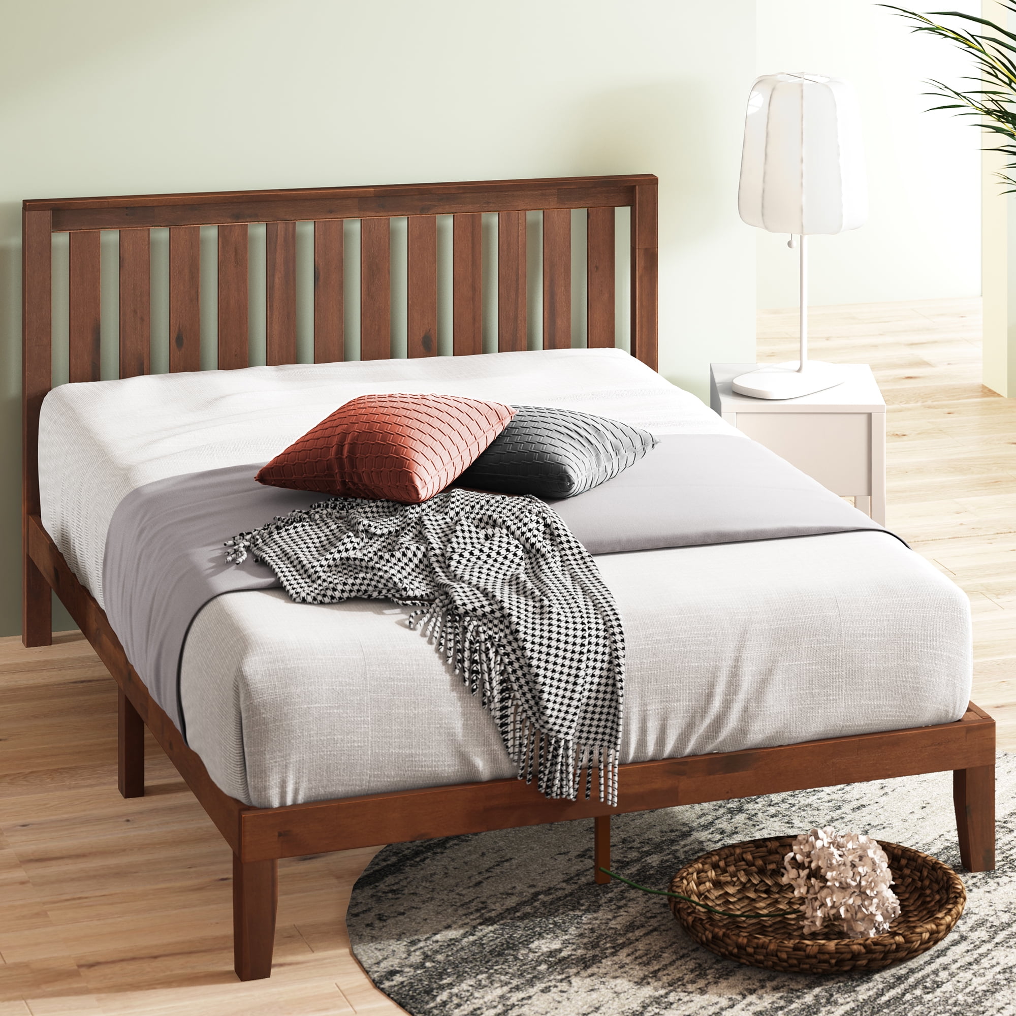 Zinus Vivek 37" Wood Platform Bed Frame with Headboard, Twin