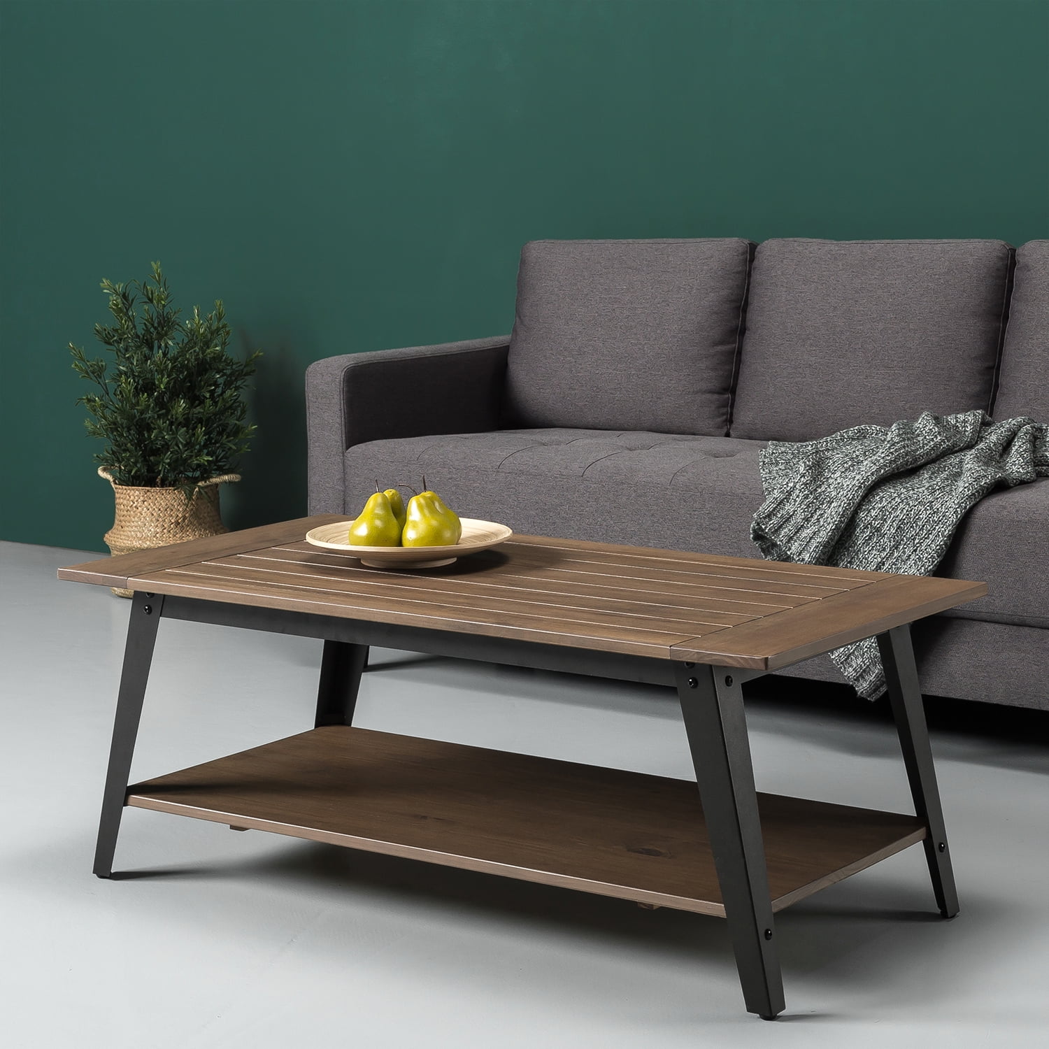 Zinus Woodrow 47” Metal and Wood Rectangle Coffee Table