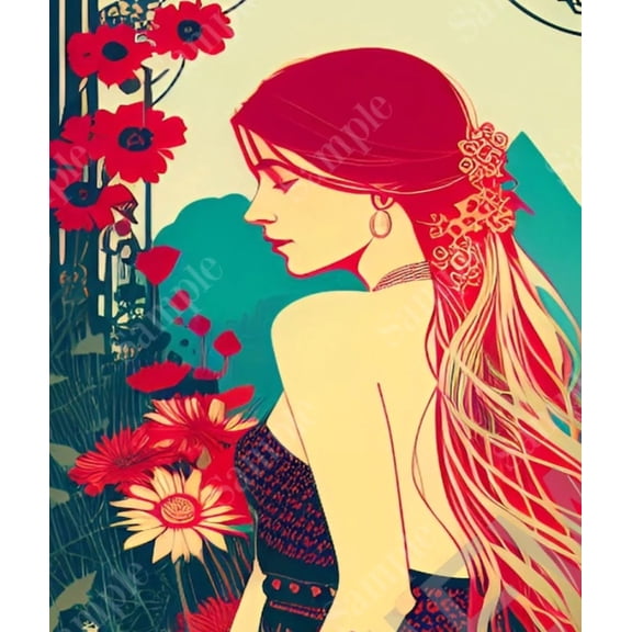 Ziola Rosa Art Print 11X17 Signed Vintage Flower Art Girl Botanical Art