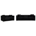 thumbnail image 1 of Zion 2 Piece Sofa and Loveseat Set, Deep Button Tufted, Jet Black Velvet- Saltoro Sherpi, 1 of 5