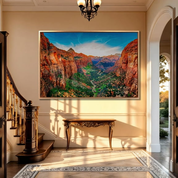 Zion Canyon Wall Art, Utah National Park Panoramic View Unframed Paper Print