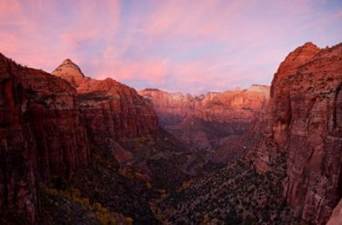 Zion Canyon at sunset Zion National Park Springdale Utah USA Canvas Art - Panoramic Images (36 x 24)
