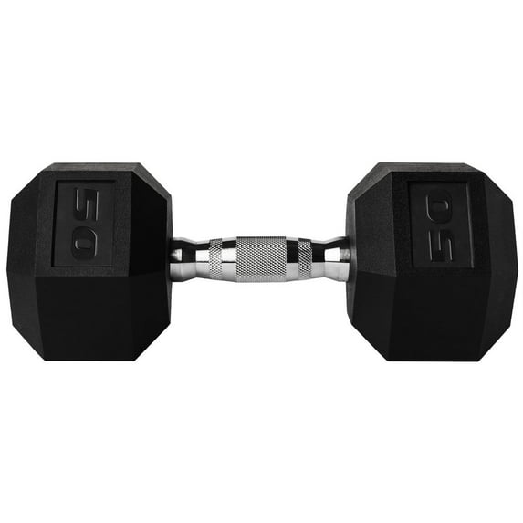 Zion Fitness Free Weights Dumbbells Set Coated Cast Iron Rubber Hex Dumbbell Pair Set of 2, 50 Pound
