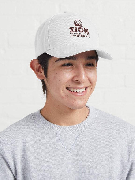 Zion Great White Throne Brown Baseball Cap, National Park Mountain Graphic Design, Classic Hat