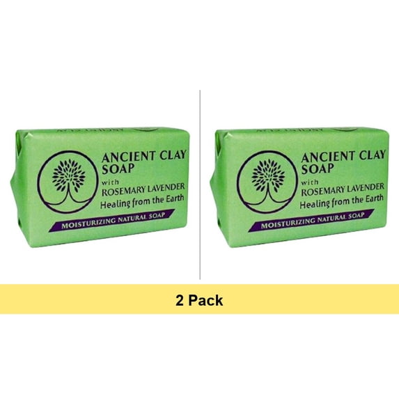 Zion Health Ancient Clay Moisturising Natural Bar Soap, Rosemary Lavender, 6 oz - 2 Pack