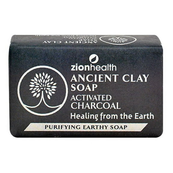 Zion Health Ancient Clay Soap Activated Charcoal, 6 Oz, 2 Pack