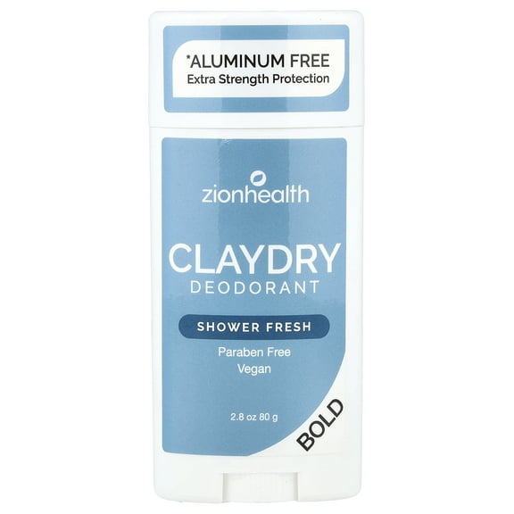 Zion Health Clay Dry Bold Deodorant Shower Fresh 2.8 oz Stick
