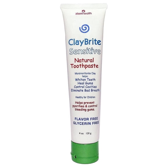 Zion Health ClayBrite Sensitive Mineral Toothpaste Flavor Free - 4 oz Pack of 3