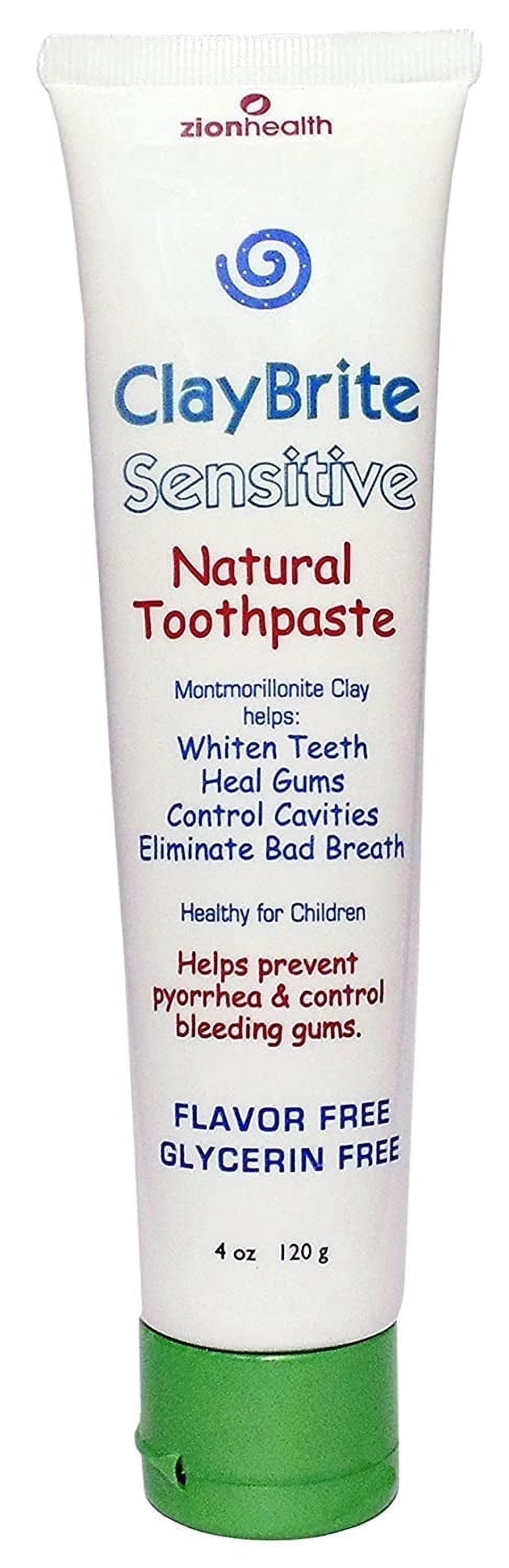 Zion Health ClayBrite Sensitive Mineral Toothpaste Flavor Free - 4 oz Pack of 4
