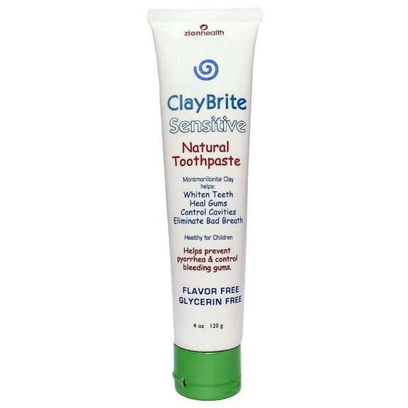 Zion Health ClayBrite Sensitive Mineral Toothpaste Flavor Free - 4 oz Pack of 4
