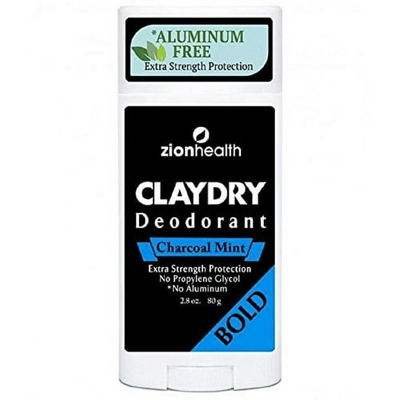 Zion Health ClayDry Natural Deodorant, Charcoal Mint, 2 .8 Oz, 3 Pack