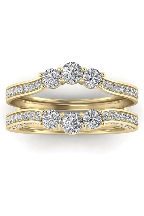 1.20 ct Round diamond engagment ring gaurd 14k yellow Gold Plated Best Gift for her
