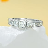 Zion Jewels 2.00CT Princess Cut Diamond 3 Stone Vintage Engagement Ring For Women, 14K White Gold Finish, Wedding & Promise Rings For Her